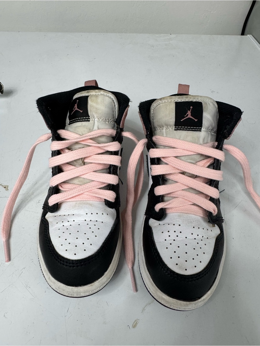 Jordan Kids High-Top Sneakers - White, Black & Light Pink